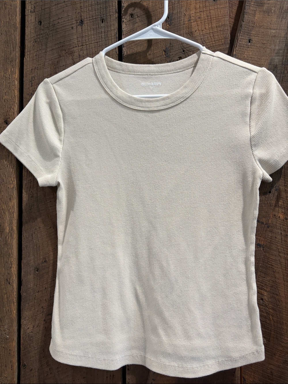 Old Navy Short Sleeve Ribbed Crewneck Tee - Cream